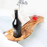 Wooden Bath Caddy Made of Olive Wood – Luxury Handmade Bathtub Tray