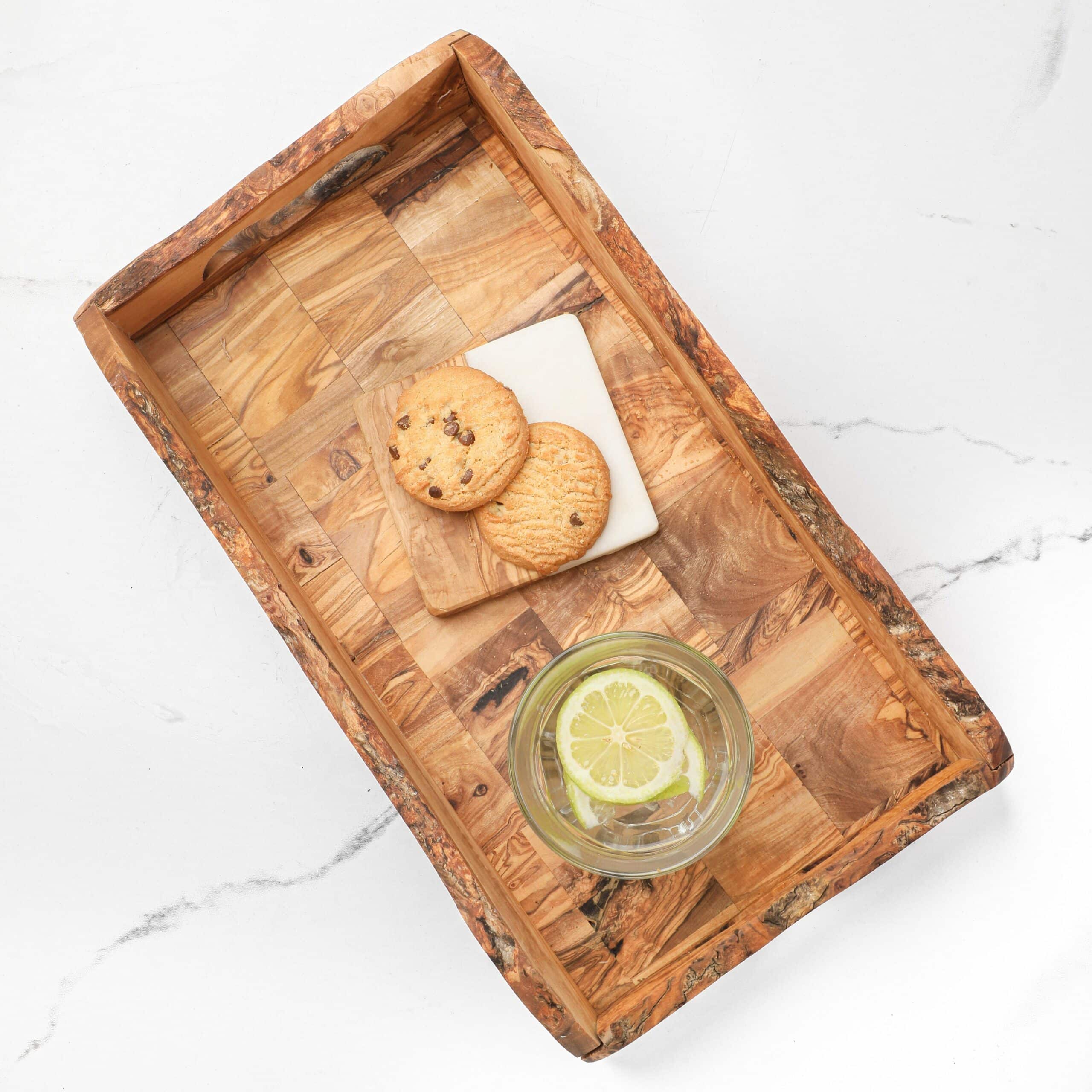 Large Rectangular Wooden Tray with Handles