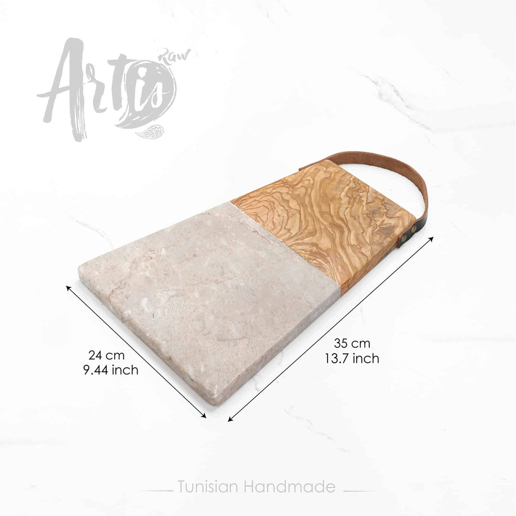 Marble and Wood Cutting Board with Handle