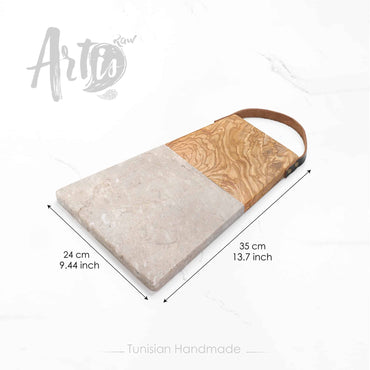Marble and Wood Cutting Board with Handle