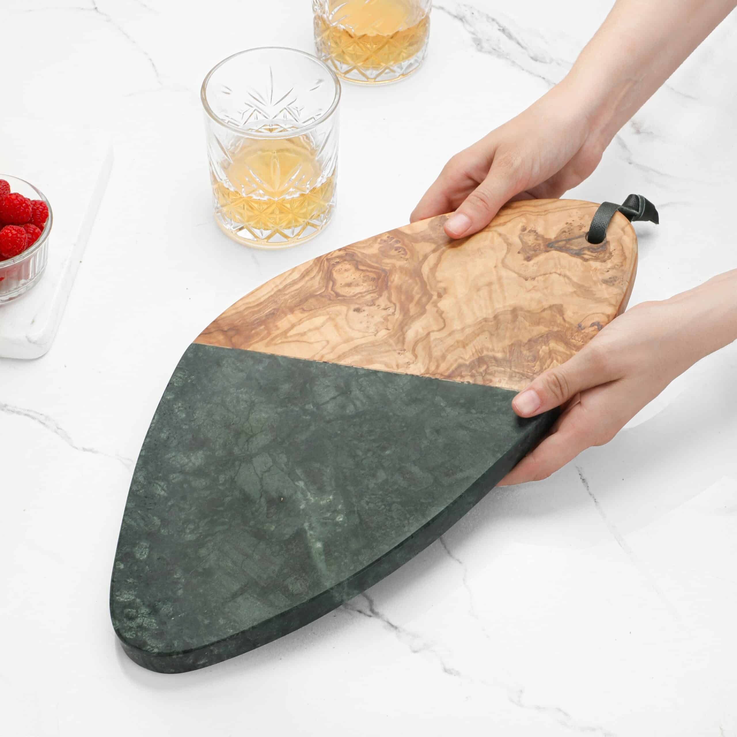 Grey Marble and Wood Cheese Board