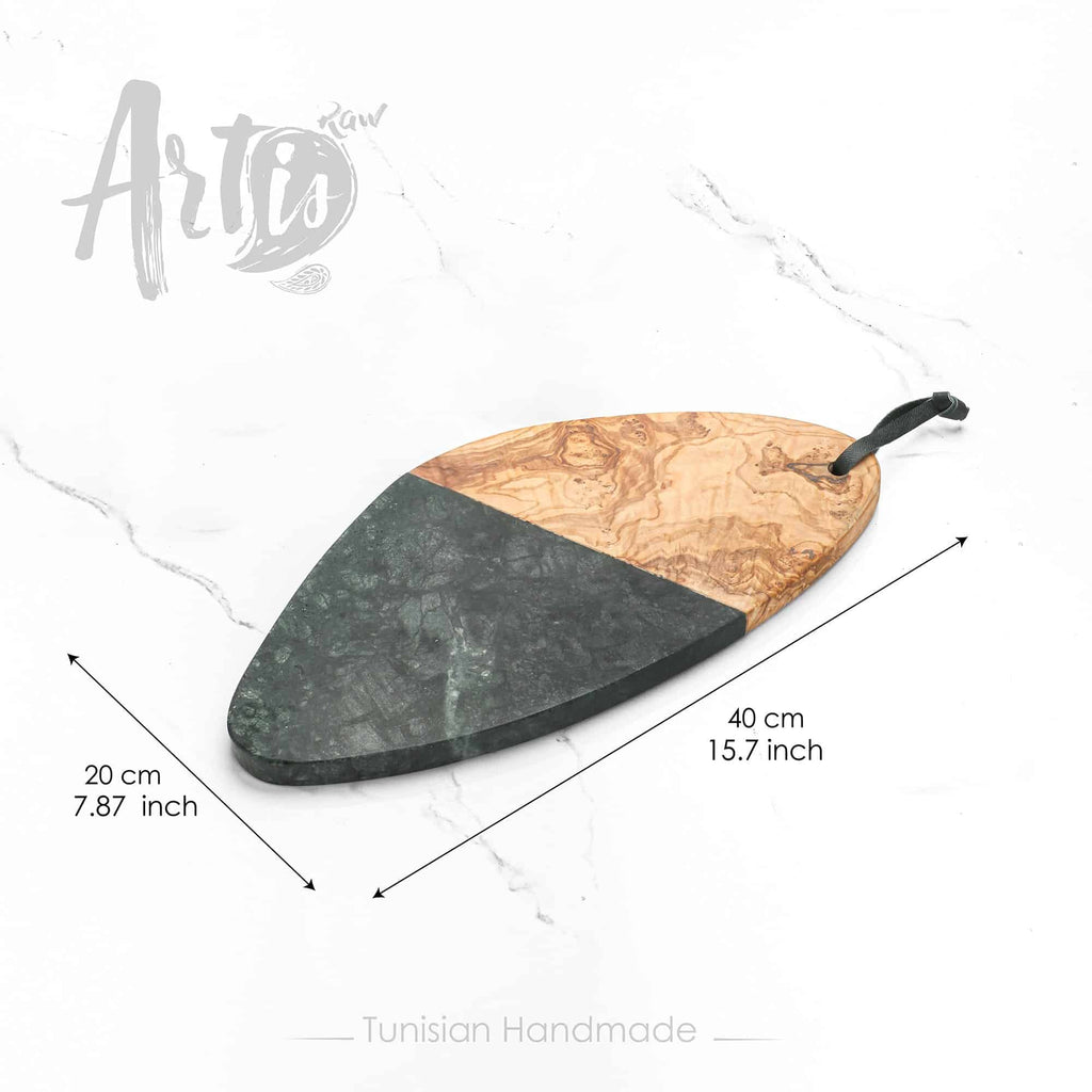 Grey Marble and Wood Cheese Board
