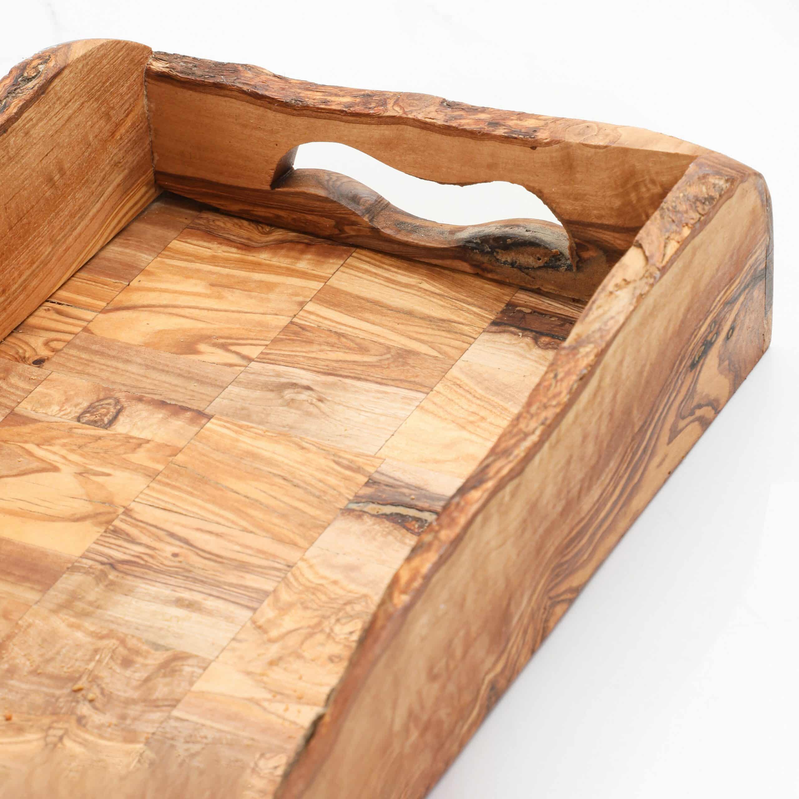 Large Rectangular Wooden Tray with Handles