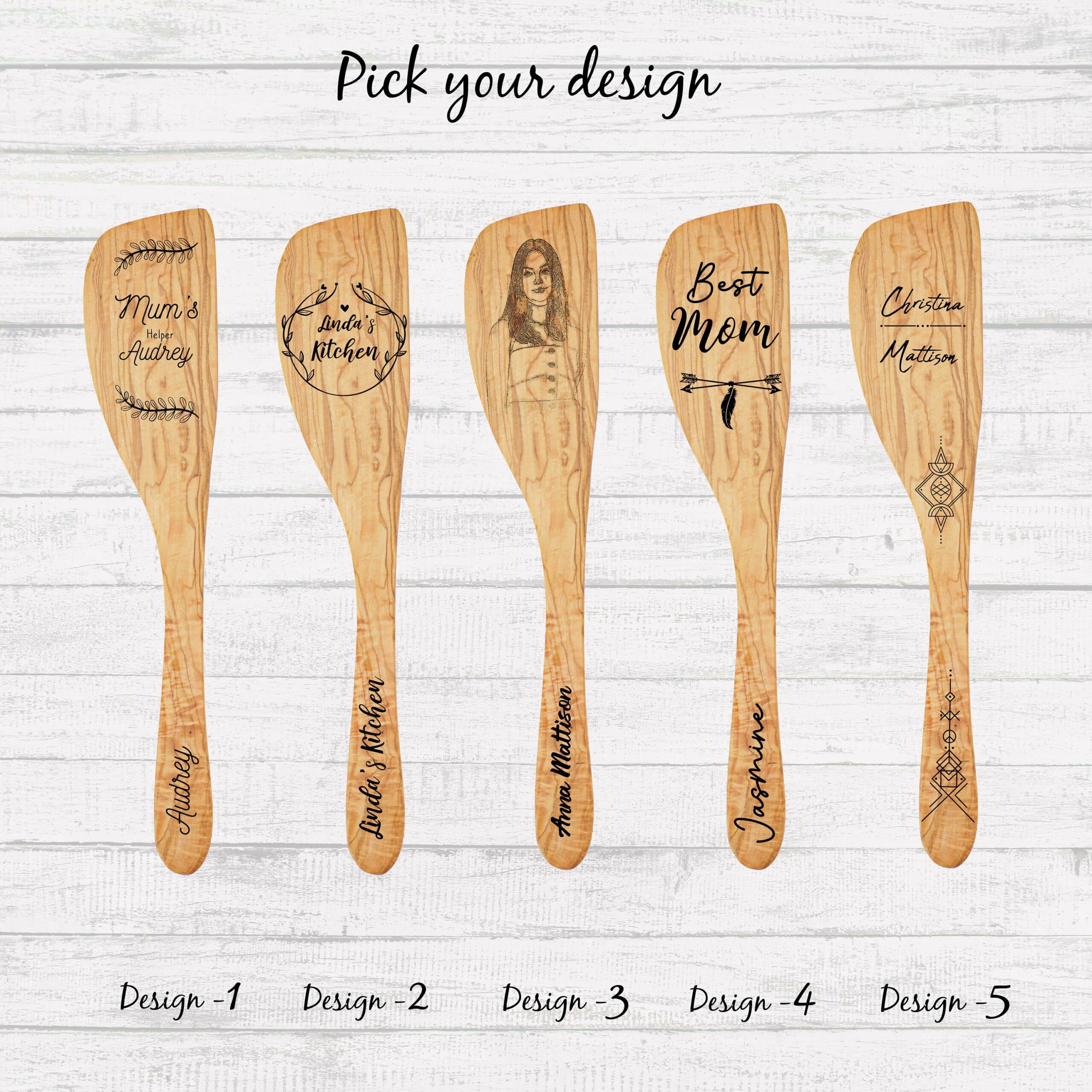 Wooden Spatula. Engraved Cooking Spoon