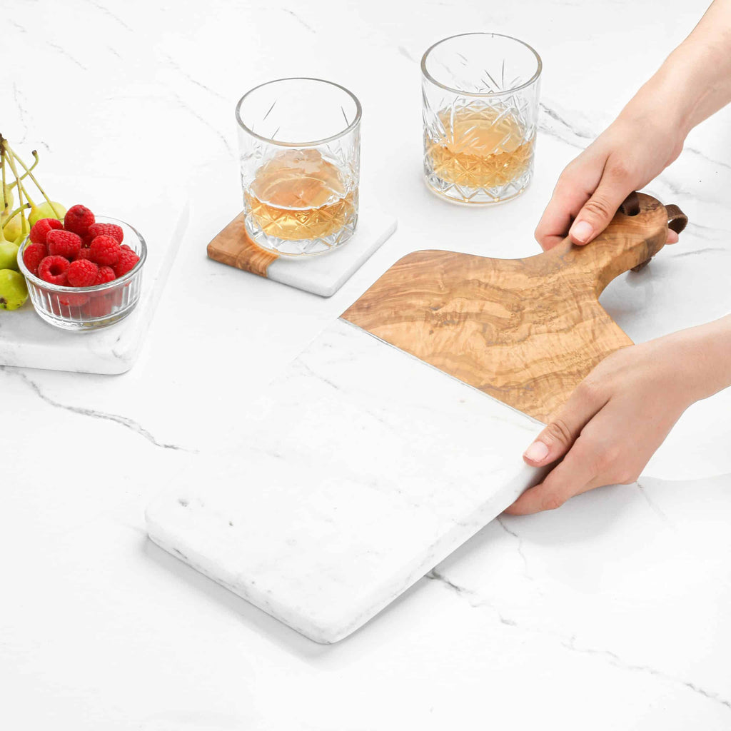 Marble and Wood Charcuterie Board