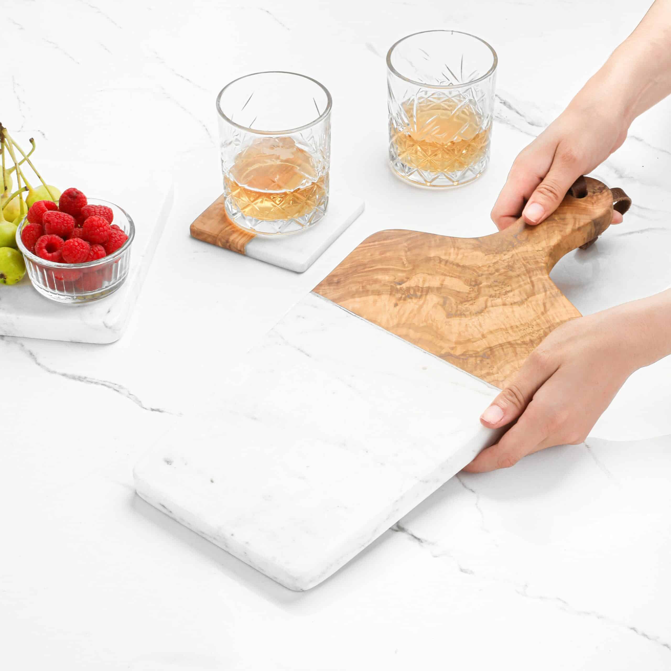 Marble and Wood Charcuterie Board