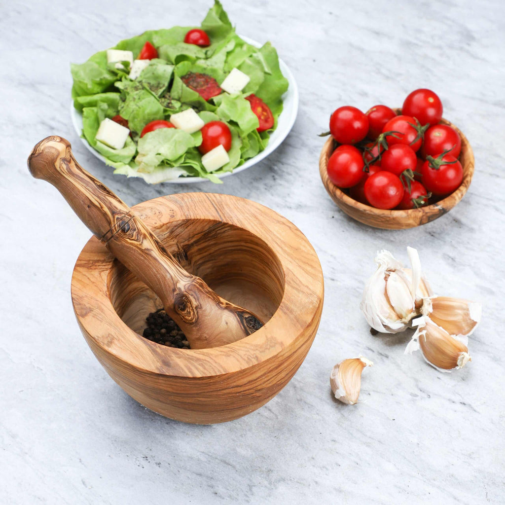 Handmade Olive Wood Mortar and Pestle – Natural Kitchen Tool