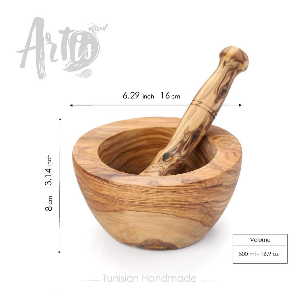 Handmade Olive Wood Mortar and Pestle – Natural Kitchen Tool