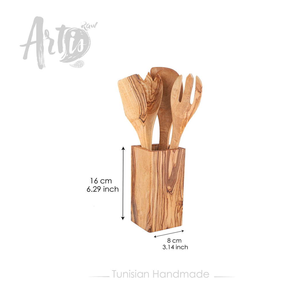 Handmade Olive Wood Kitchen Utensils Set – Natural Cooking Tools