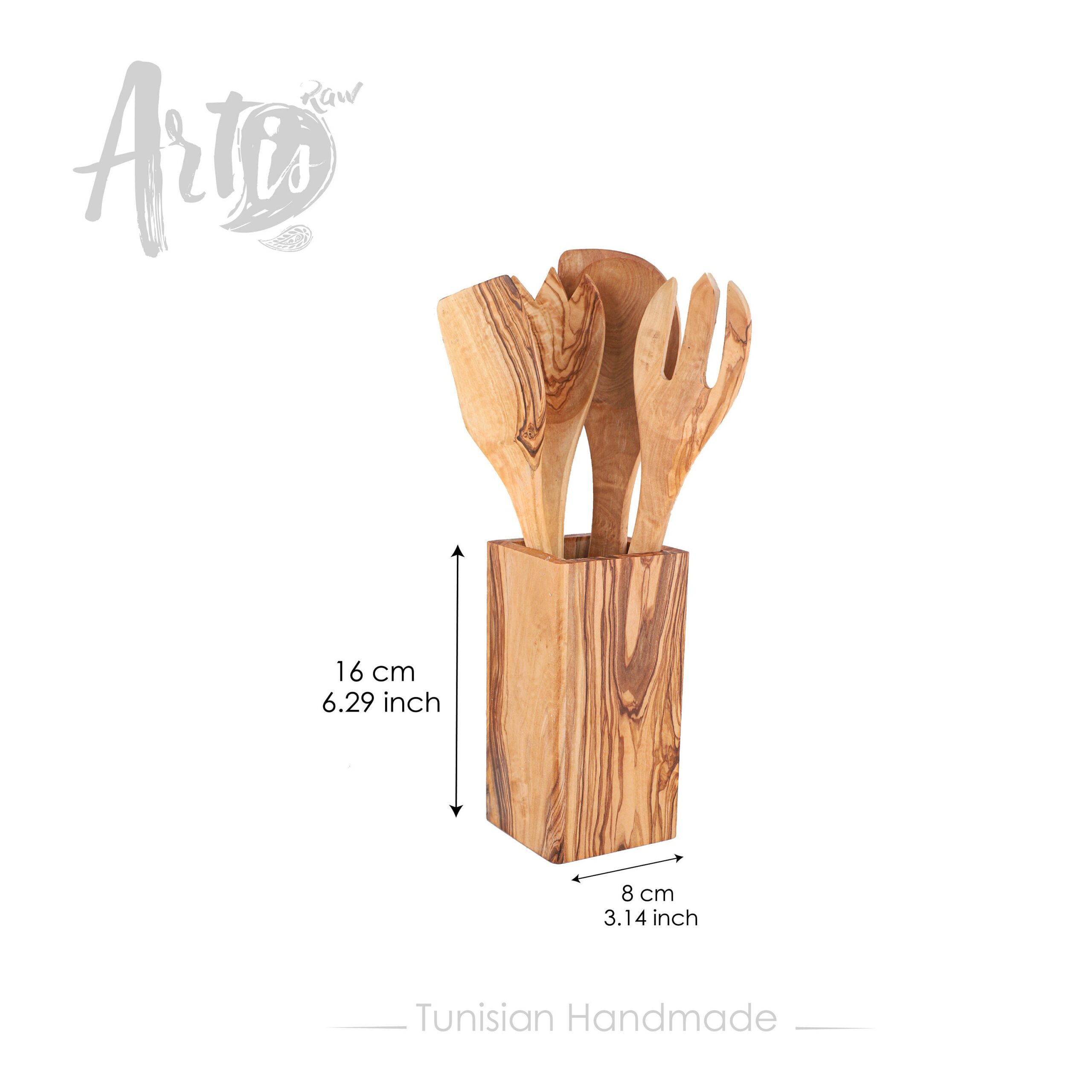 Handmade Olive Wood Kitchen Utensils Set – Natural Cooking Tools
