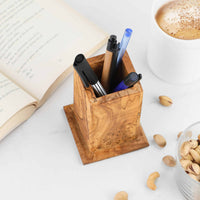 Wood Pencil Holder. Handmade Desk Pen Holder
