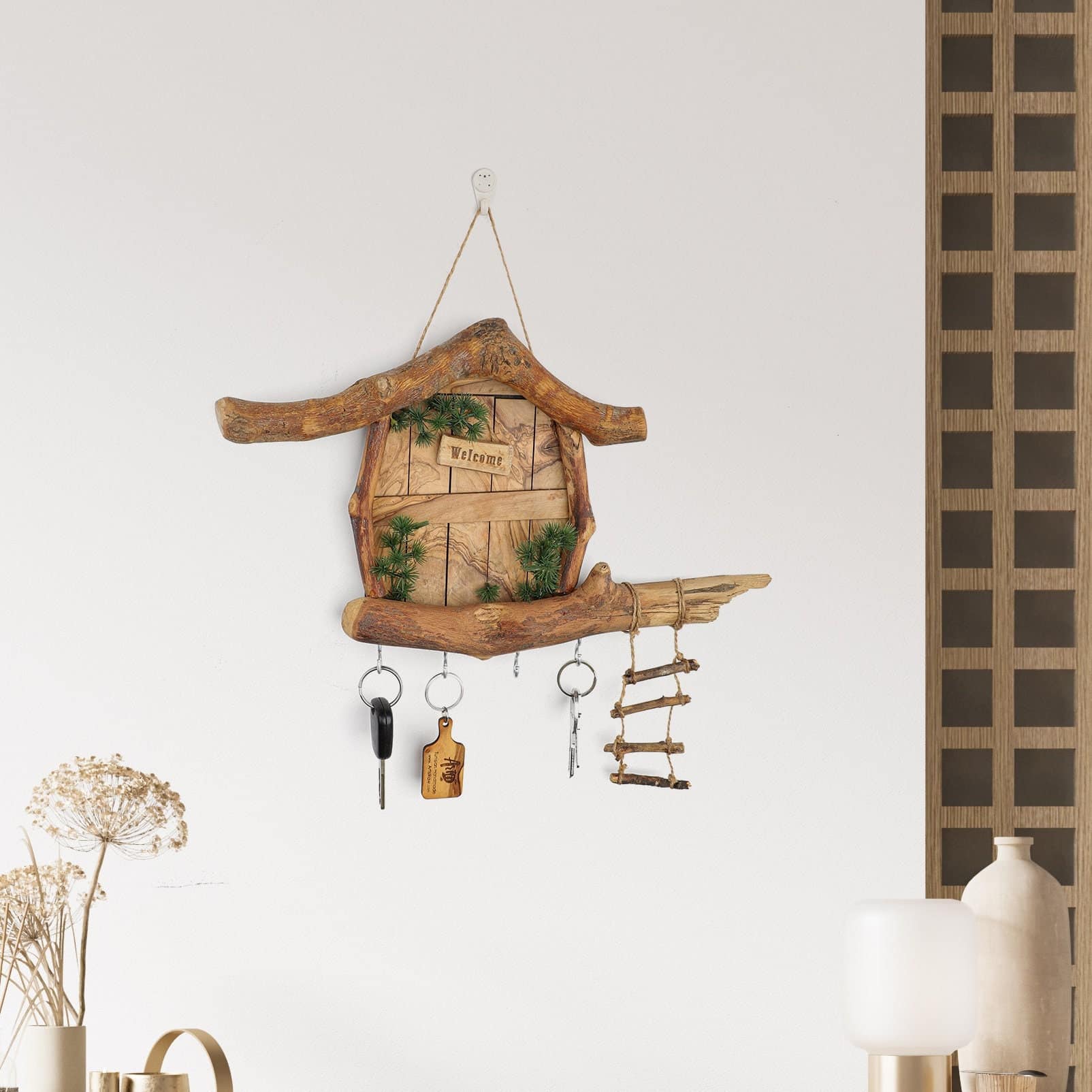 Wooden Key Holder for Wall. Wood Sign Custom