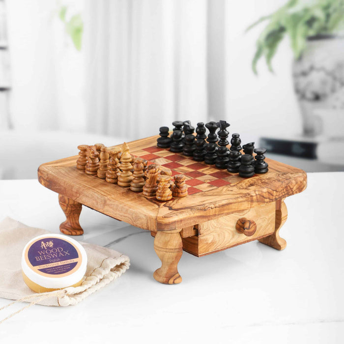 Wooden Chess Set with Storage and Chess Pieces