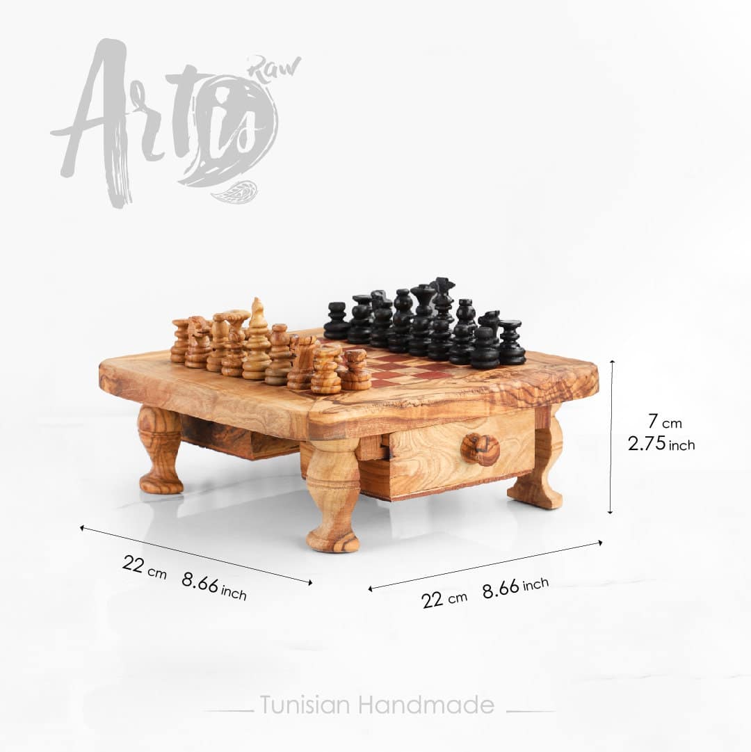Wooden Chess Set with Storage and Chess Pieces