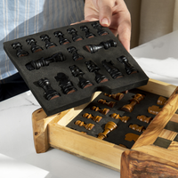 Handmade Olive Wood Chess Set – Live Edge Board