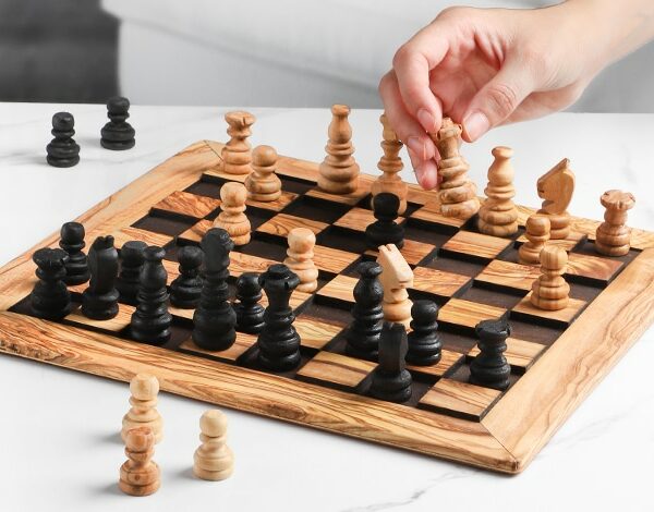 Classy Olive Wood Chess Set with Chess Pieces
