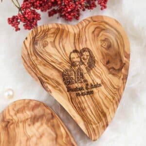 Custom couple portrait on Heart Shaped Wood