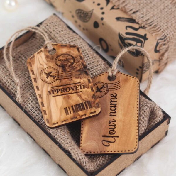 Olive Wood Cutsom Luggage Tags