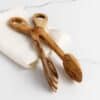 Olive wood toast tongs