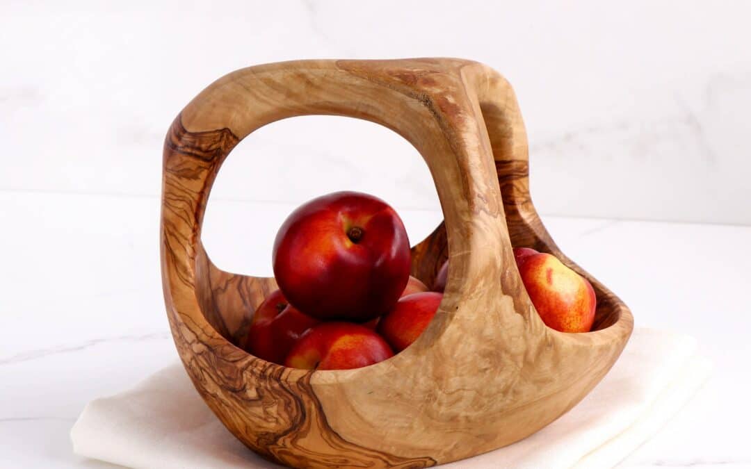 Wooden Fruit Basket with Wood Handle