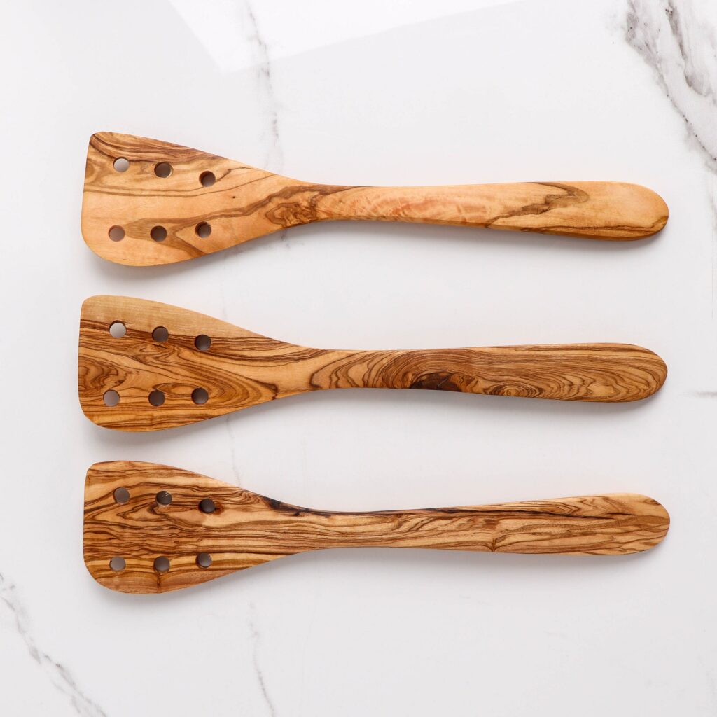 Set of Spatulas Handmade from Olive Wood Artisraw