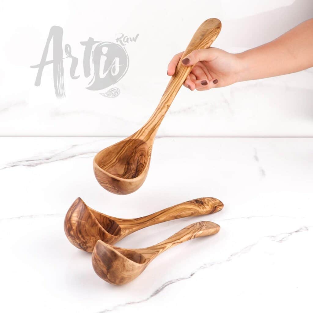 Handmade Wooden Ladle Spoon Set of 3 Artisraw