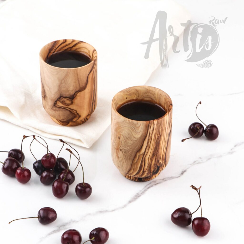 Wooden Drinking Cups. Wood Mug Set of 2