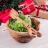 Salad Wood Bowl with Wooden Salad Tongs