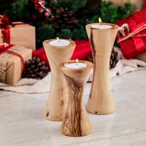 Set of 3 Wooden Tealight Candle Holder