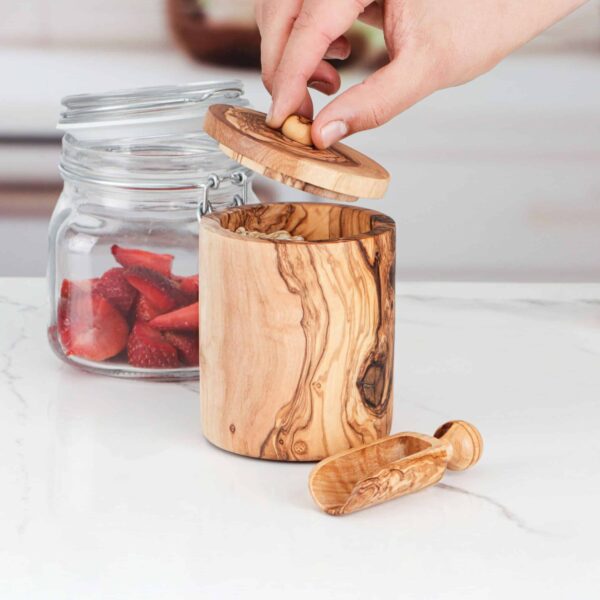 Spice Box Wood Handmade, with Wooden Spoon