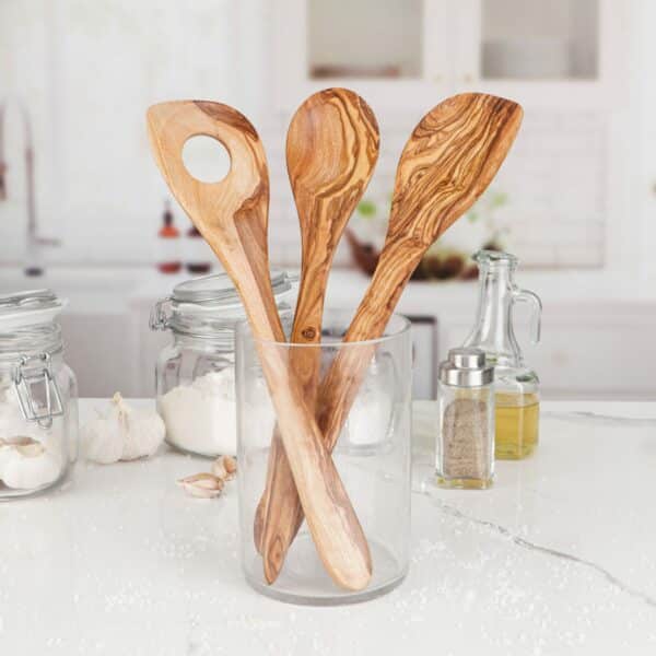 Set of Wood Cooking Spoon: Risotto Spoon, Food Spoon, Corner Spoon.