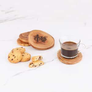 Handmade Engraved Wooden Coasters Round