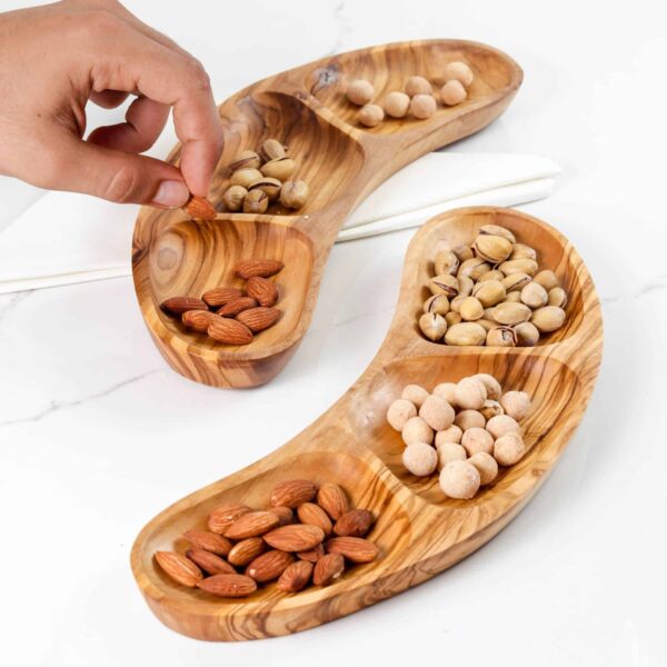 Divided Plate Handmade from Olive Wood