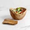 Large Olive Wood Salad Bowl with Salad Forks - Image 4