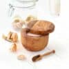 Wooden Salt Cellar with Lid and Wooden Spoon