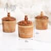 Set of 3 Candle Holders Handmade from Olive Wood - Image 2