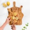 Set of 3 Olive Wood Cutting Boards with Handles - Image 3