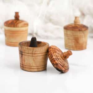 Set of 3 Candle Holders Handmade from Olive Wood