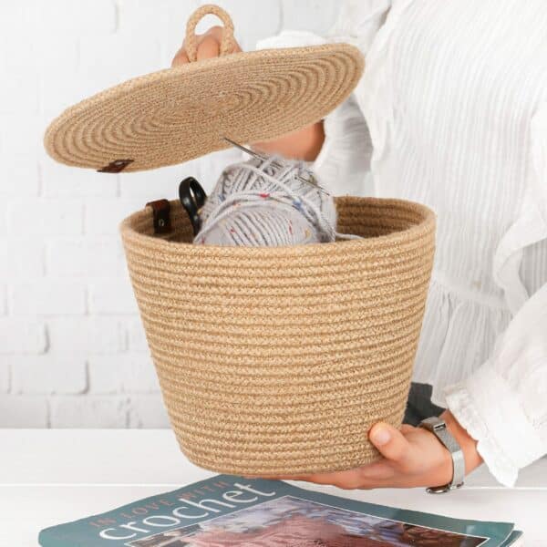 Natural Storage Basket Handwoven from Straw