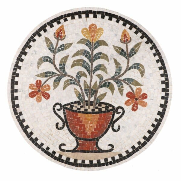 Floral mosaic tile wall art