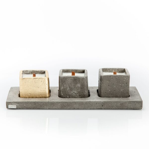 Concrete Candle Holder Tray. Set of 3
