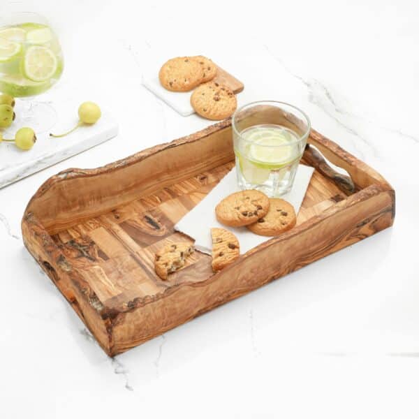 Large Rectangular Wooden Tray with Handles. Rustic wooden tray