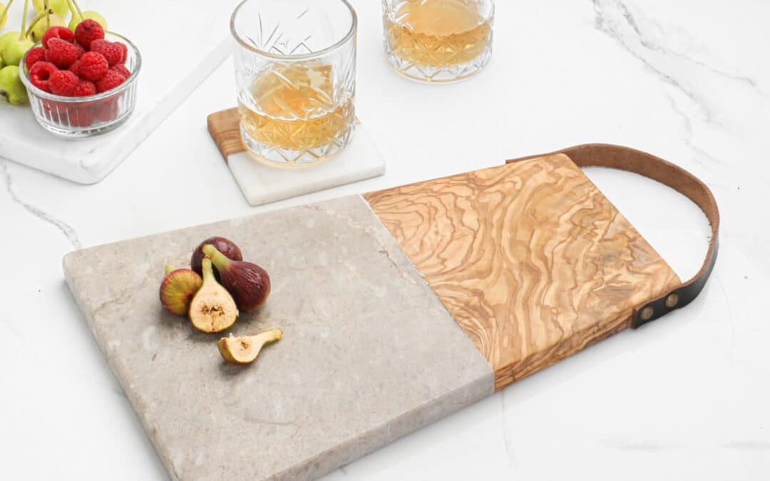 Marble and Wood Cutting Board with Handle