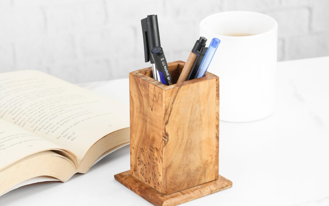 Wood Pencil Holder. Handmade Desk Pen Holder
