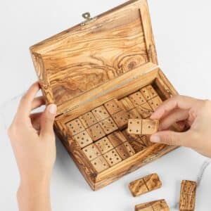 Wooden Domino Set handmade from olive wood.