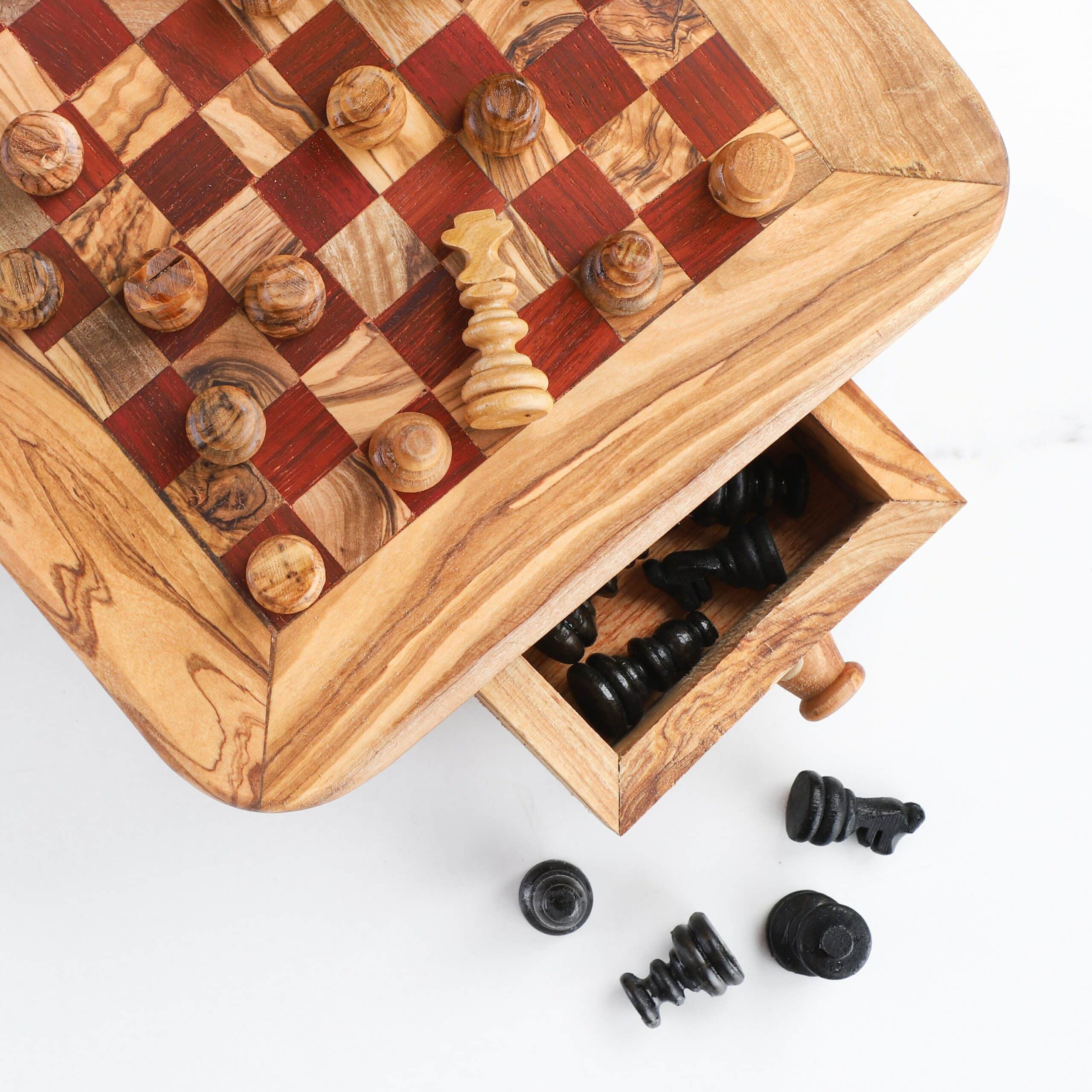 Fancy Wooden Chess Set with Storage and Pieces - Artisraw