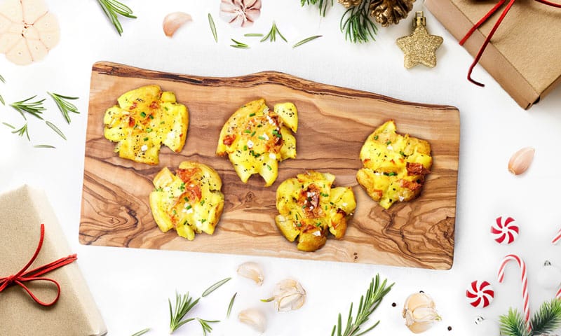 The Best Succulent Garlic and Herb Butter Smashed Potatoes Ever