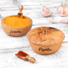 Set of 2 Salt Cellars with Spoon/Spice Jars with Lid and Spoon made of Tunisian Olive Wood (+2 Small Spice Spoon & Free Wood Beeswax) - Image 5