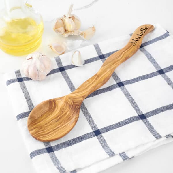 Personalized Cooking Spoon Handmade from Olive Wood
