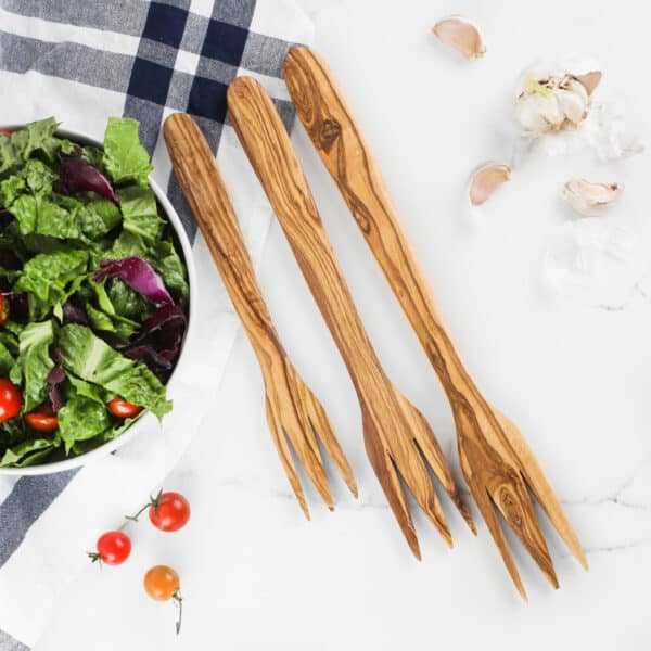 Personalized Olive Wood Salad Fork – Handmade Natural Wooden Utensil | Artisraw Tunisie